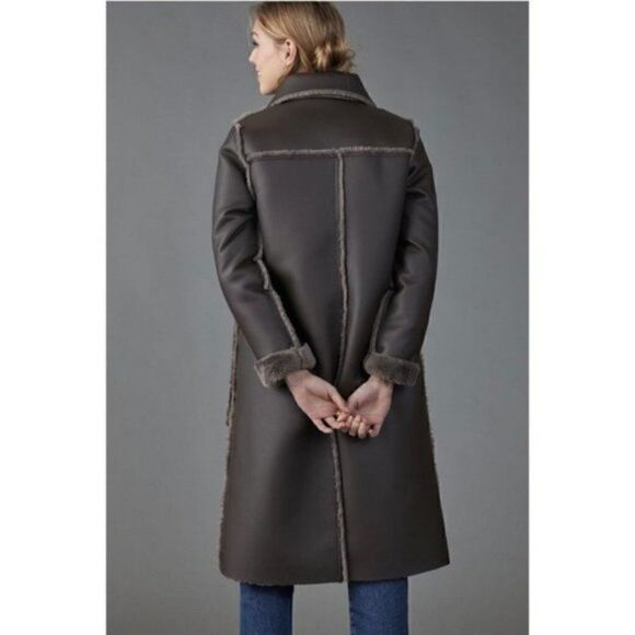 NEW Anthropologie Kerry Reversible Faux Fur Jacket Utility Coat X-Small & Small - Picture 3 of 4
